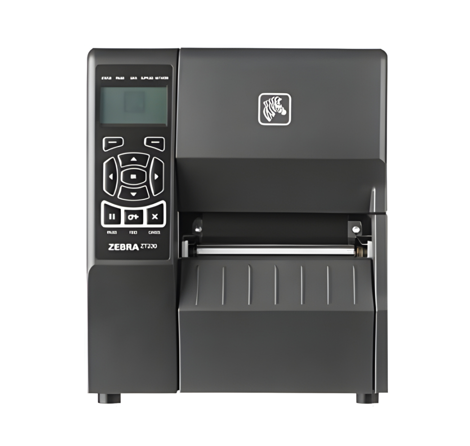 Zebra ZT230 label printer on a white background - Zebra ZT230 ZT23043-T0E200FZ Barcode Label Printer in UAE | Industrial Label Printer – POSMEA
