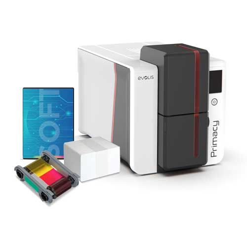 Evolis Primacy 2 Dual Side Card Printer with Basic Software, YMCKO Ribbon, 100 Cards