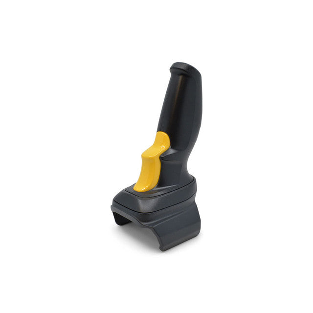 Black and yellow kitchen knife sharpener on a white background