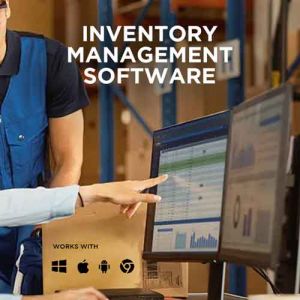 inventory management software touching a touchscreen computer