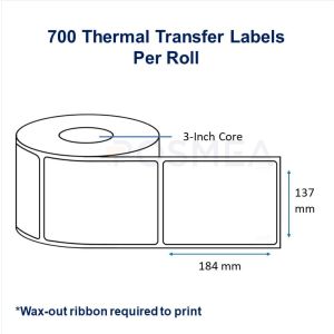 Barcode Label 137mm x 184mm Thermal Transfer Plain White (700 Labels, 3-Inch Core)