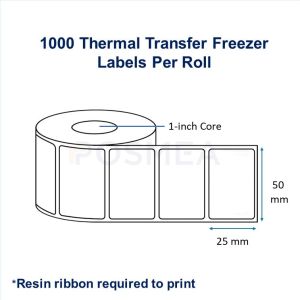 Barcode Label 50mm x 25mm Semi Glossy De Freezer Label (1000 Stickers/Roll, 1-inch Core)
