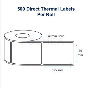 Barcode Label Direct Thermal 76mm x 127mm 500 Labels/Roll, 40mm Core