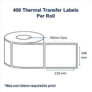 Barcode Label Thermal Transfer 148mm x 210mm (400 Stickers, 40mm Core)