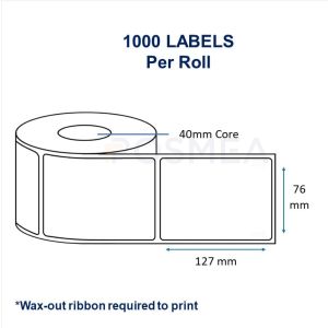 Barcode Label Thermal Transfer 76mm x 127mm 1000 Labels, 40mm Core