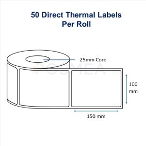 Barcode Labels 100mm x 150mm Direct Thermal 50 Labels, Core 25mm