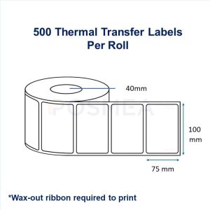 Buy Barcode Labels 100mm x 75mm Thermal Transfer 500 Stickers, 40mm Core | Posmea