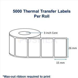 Buy Barcode Labels Thermal Transfer 26mm x 15mm (5000 Labels, 3-Inch) | Posmea