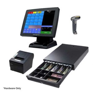 easypos POS machine with cash drawer, receipt printer and barcode scanner