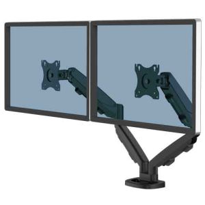 Fellowes Eppa Dual Monitor Arm (Black) Front View